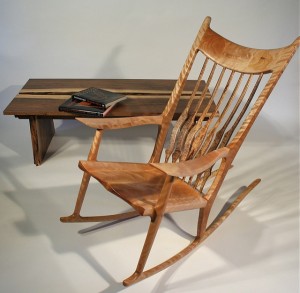 Rocking Chair, Sam Maloof Inspired, with Snake River Gorge Table
